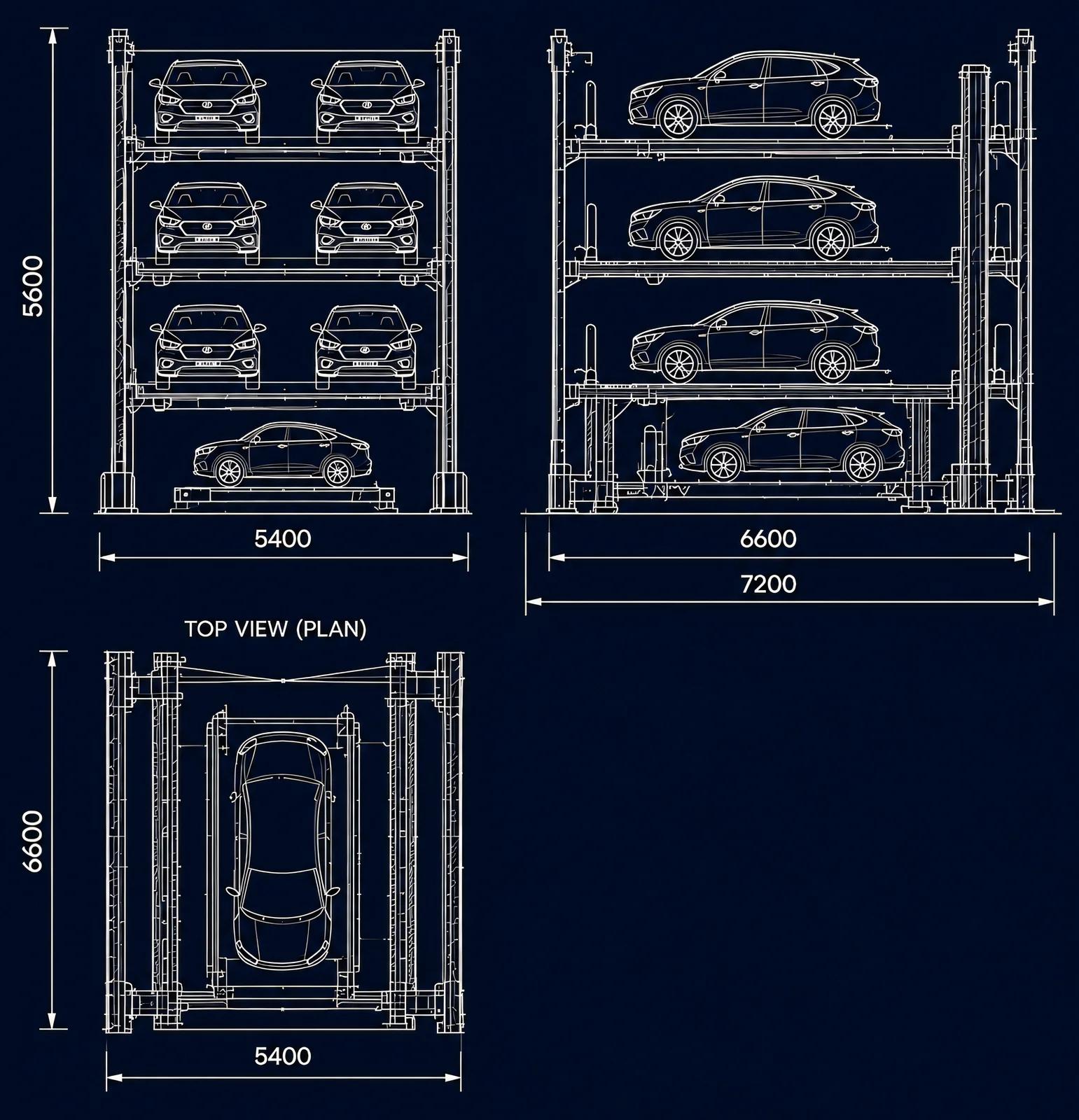 Dependent 3-Level technical drawing