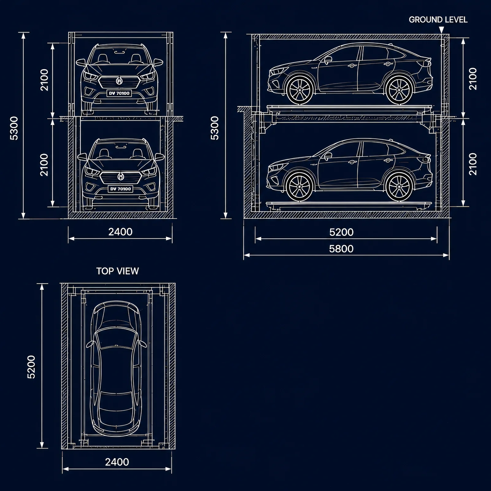 Independent Stack technical drawing