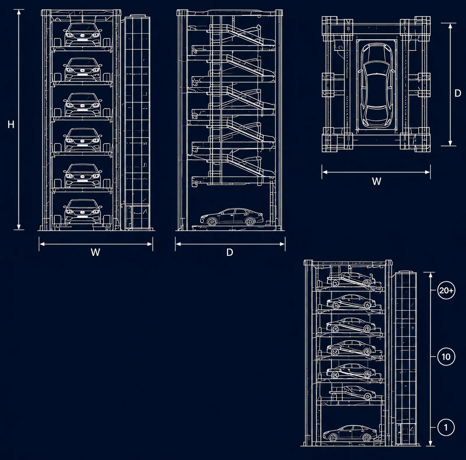 Tower Parking technical drawing