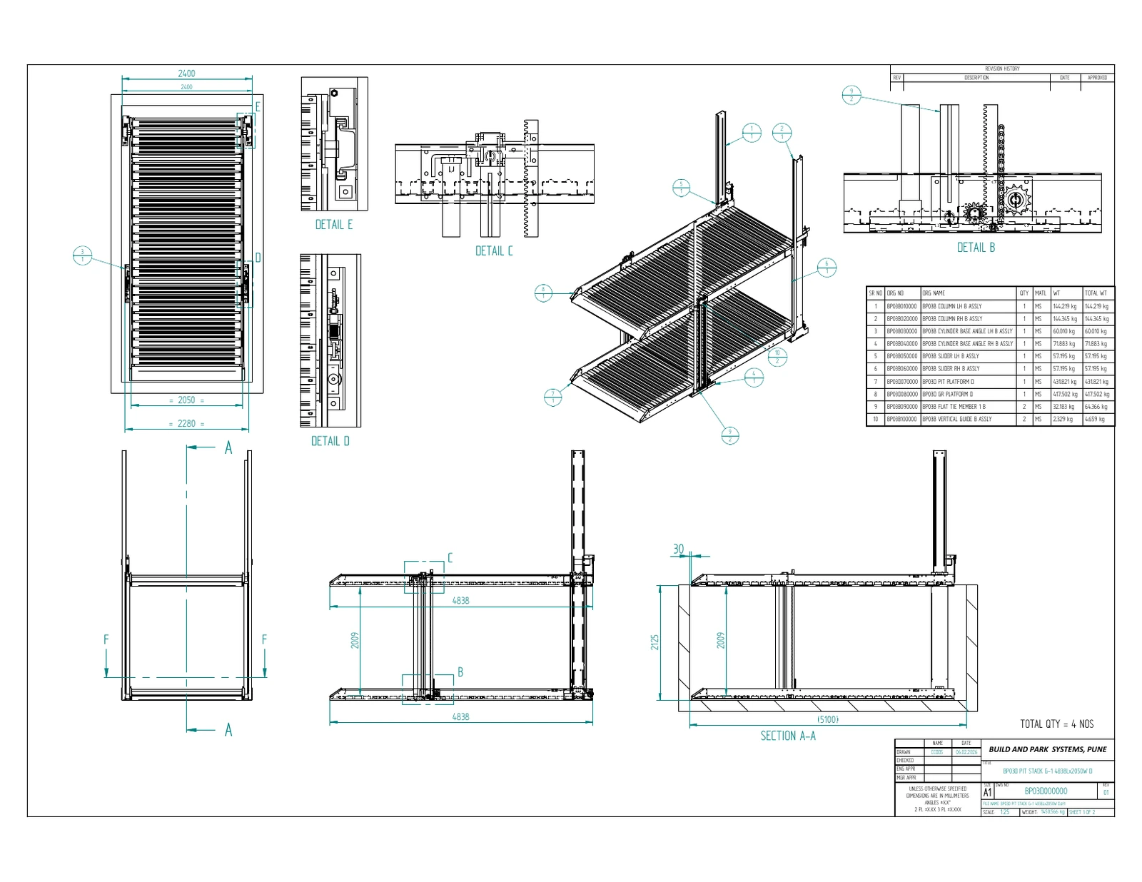 BNP Systems — Technical Engineering Drawing Stack Parking